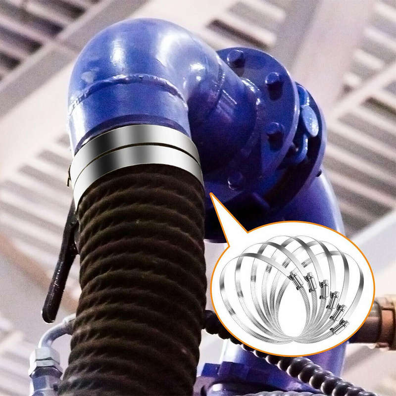 8" Adjustable Hose Clamp Clip Stainless Steel Duct Clamp Worm Gear Drive Clamp*3