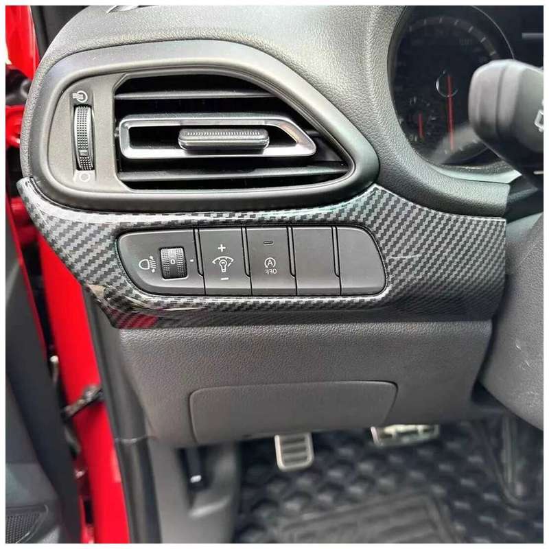 Carbon Fiber Style Headlight Switch Cover Fit For Hyundai I30 PD PDE PDEN 17-24