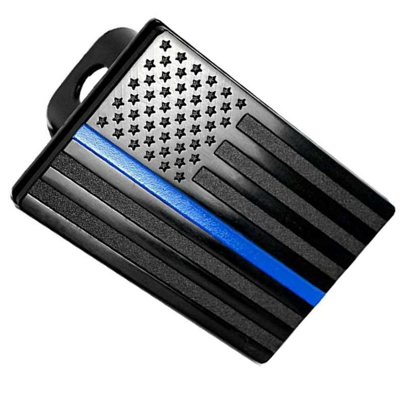 Thin Blue Line US American Flag Tow Trailer Hitch Cover Fits 2" Inch Receivers