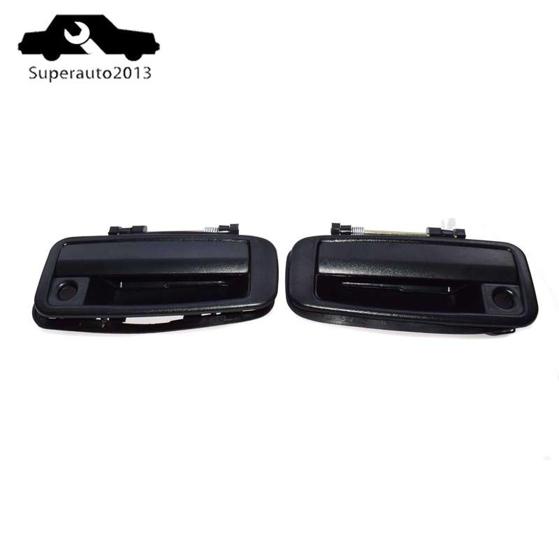 Pair Outside Door Handle Front Left & Right Black For Toyota Corolla 1988-92 New