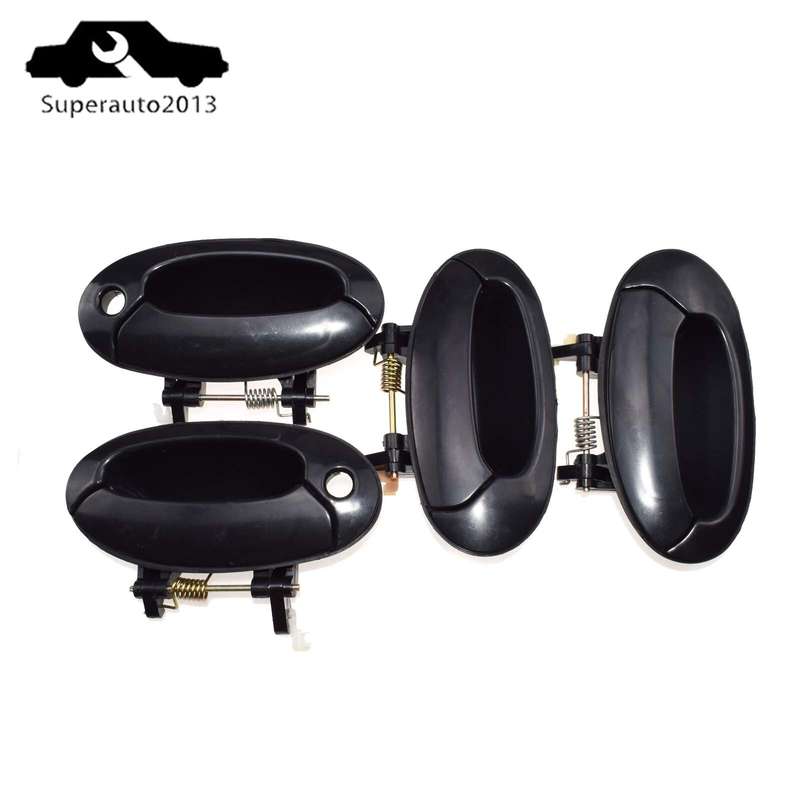 4PCS Front Rear Left Right Outside Door Handle Black For Hyundai Elantra 1996-00