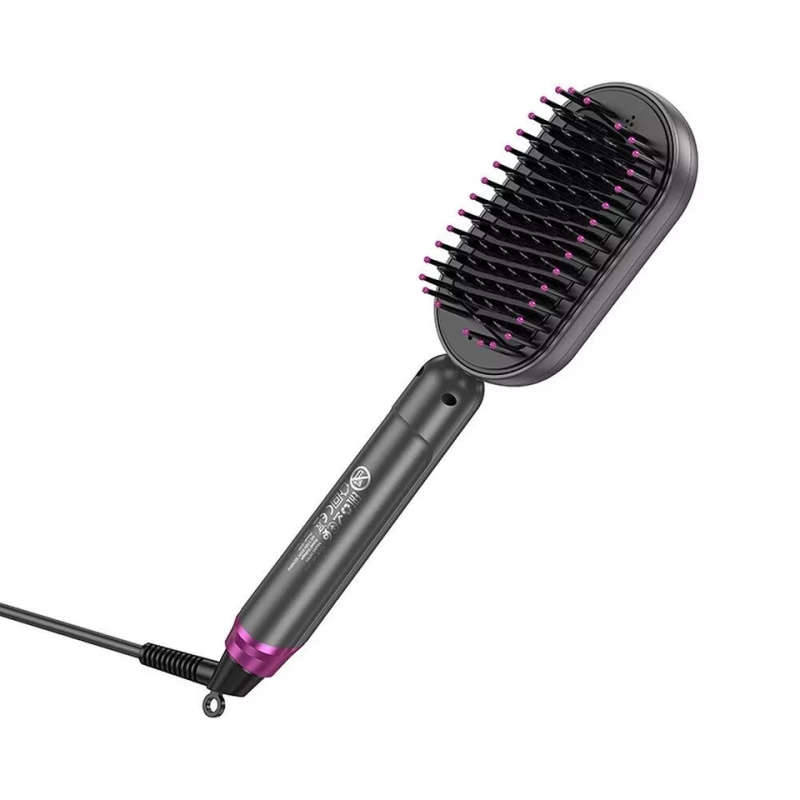2-in-1 HOCO HP44 Hair Straightener Brush For Women | PTC Fast Heating | LCD Display | Auto Shut-Off