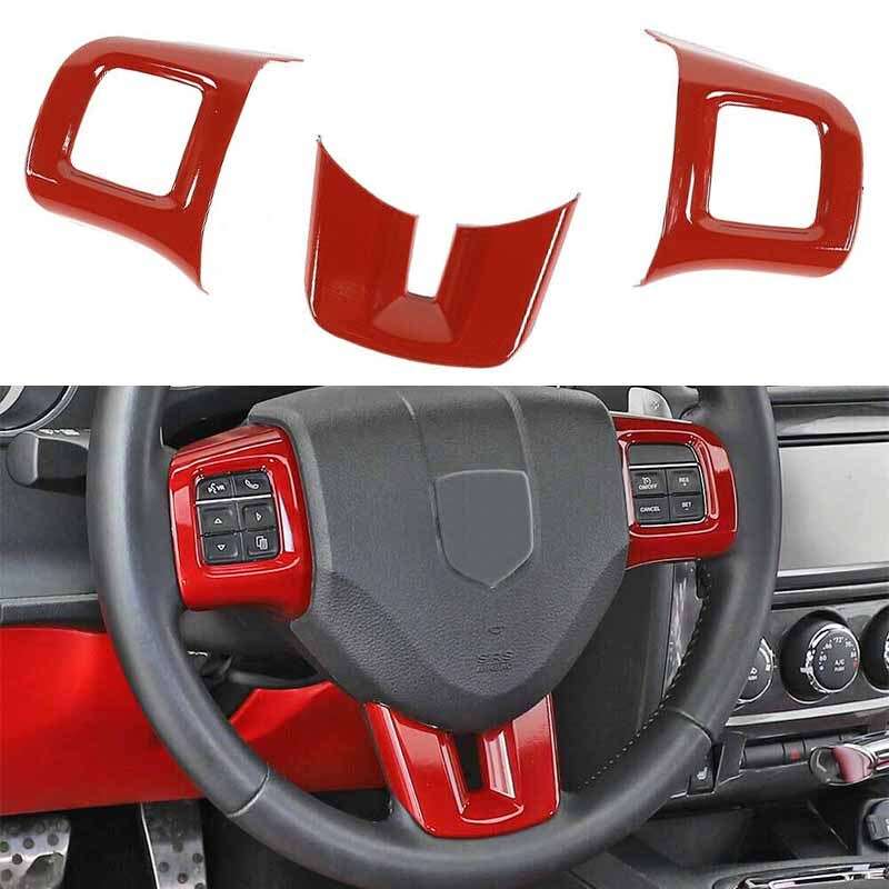 Red Steering Wheel Decoration Cover Trim Fit for Dodge Challenger 2009-2014