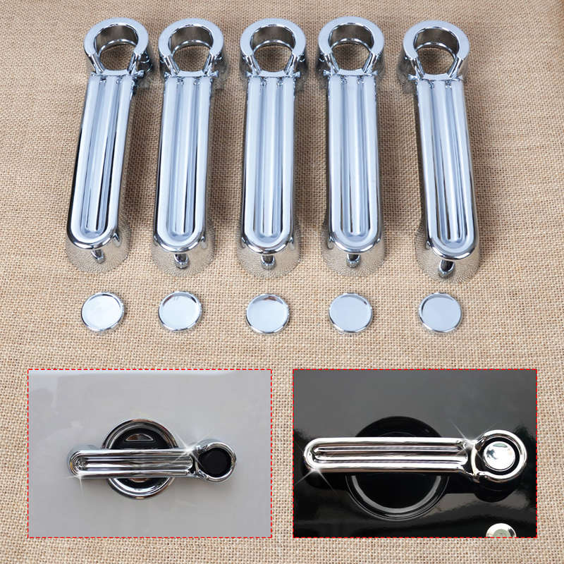 5pcs Chrome ABS Door Handle Cover Trim Fit for 07-15 JEEP Wrangler Liberty Dodge