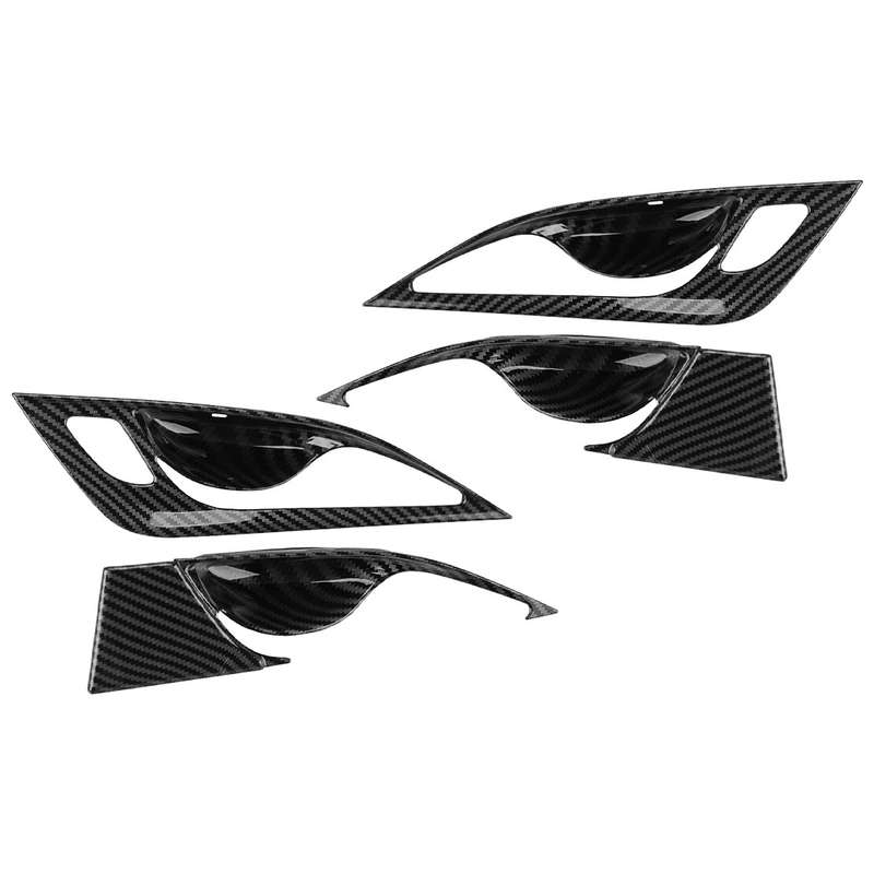 Carbon Fiber Style Inner Door Handle Bowl Cover Fit For Cadillac CT4 2020-2023