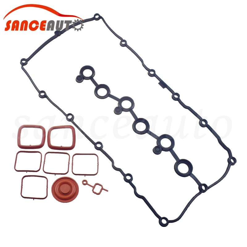 PCV Engine Valve Cover 2 Piece Intake manifold gasket set For VW Audi 3.6L New