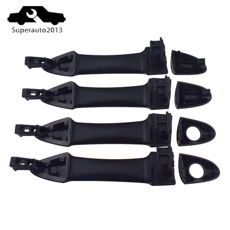4PCS Front Rear Left Right Exterior Door Handle Black For Kia Picanto 2011-2016