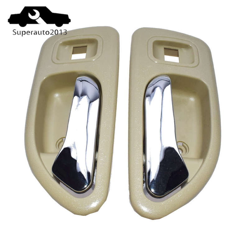 Pair Interior Door Handle Rear Left & Right Beige For 1994-97 Honda Accord New