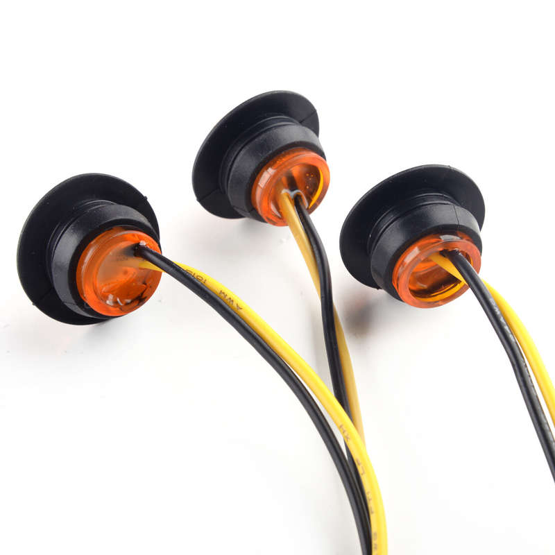 10pcs Amber Rock Round Side Marker Lights LED Button Lamps Truck Trailer Lights