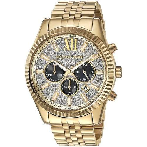 Michael Kors Lexington Men`s Gold Crystal Watch MK8494