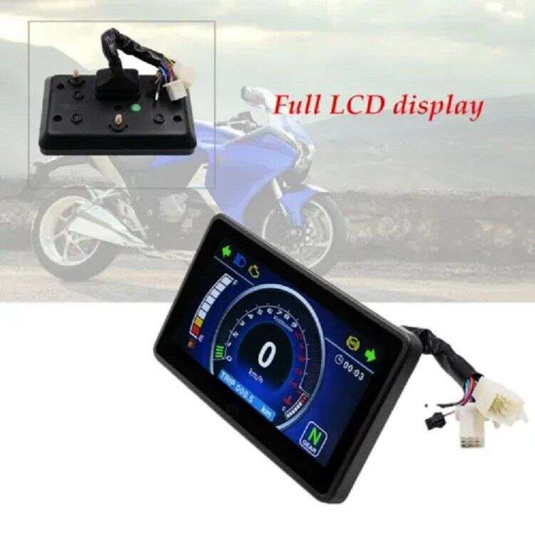 Motorcycle Full LCD Screen Speedometer Digital Odometer Universal CY1985 Harness