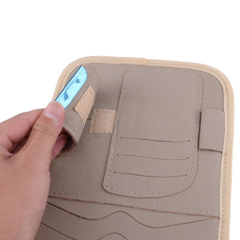 Lambskin Sun Visor Organizer PU Leather CD Disc Storage Bag Glasses Holder Case