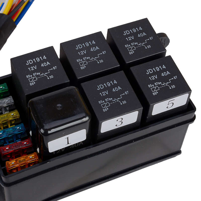 12V Fuse and Relay Box 6 ATO ATC Fuse Slots and 6 Relay Slots for Car Universal