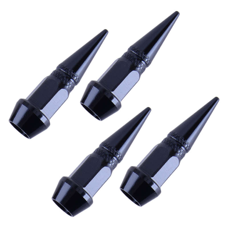 Universal Spike Wheel/Tire Valve Stem Air Caps Lug Nut Covers Black Use