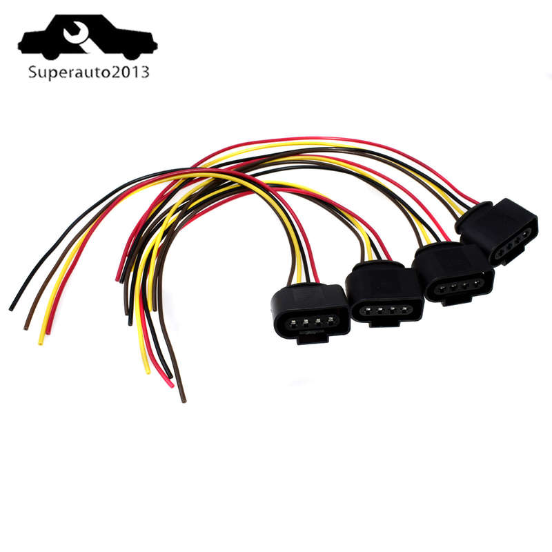 4X Ignition Coil Connector Wire Harness Plug Wiring For VW Jetta Passat Audi New
