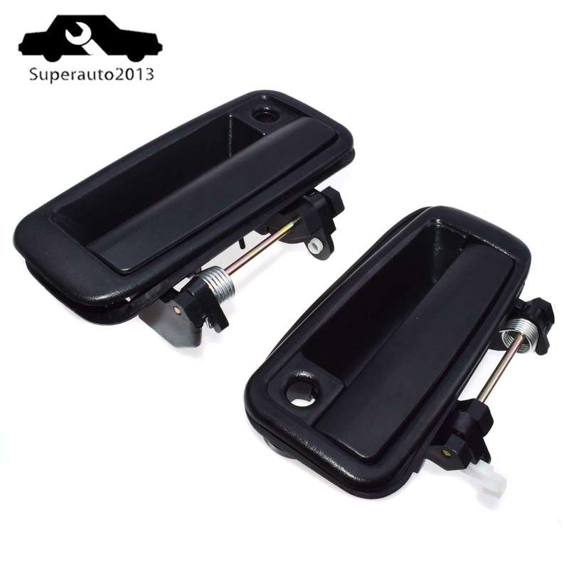 Pair Outside Door Handle Front Left & Right Black For Toyota Corolla 1988-92 New