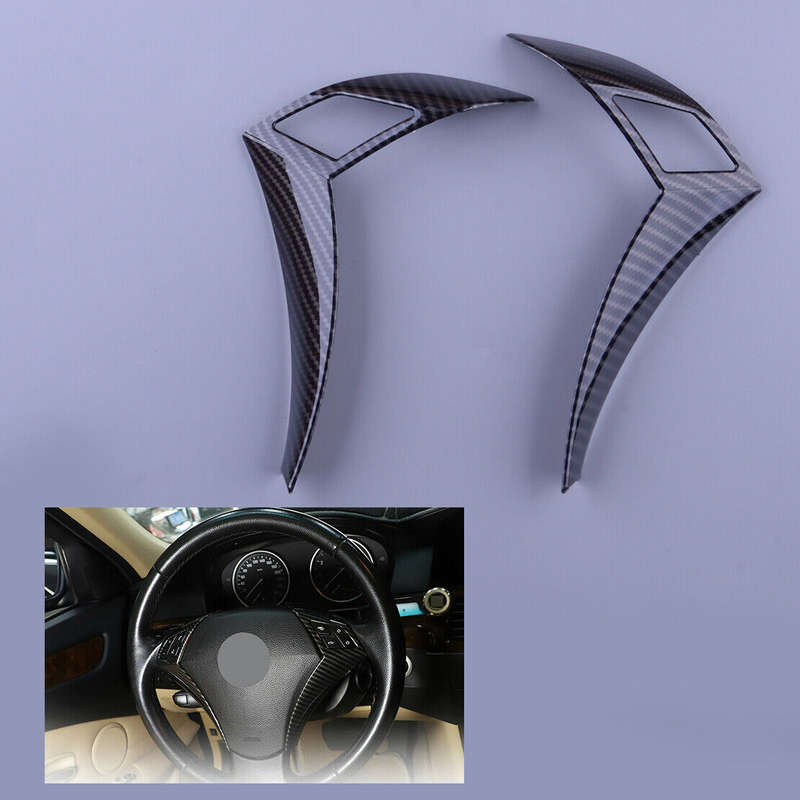 Carbon Fiber Style Steering Wheel Button Cover Fit For BMW 5Series E60 E61 03-10