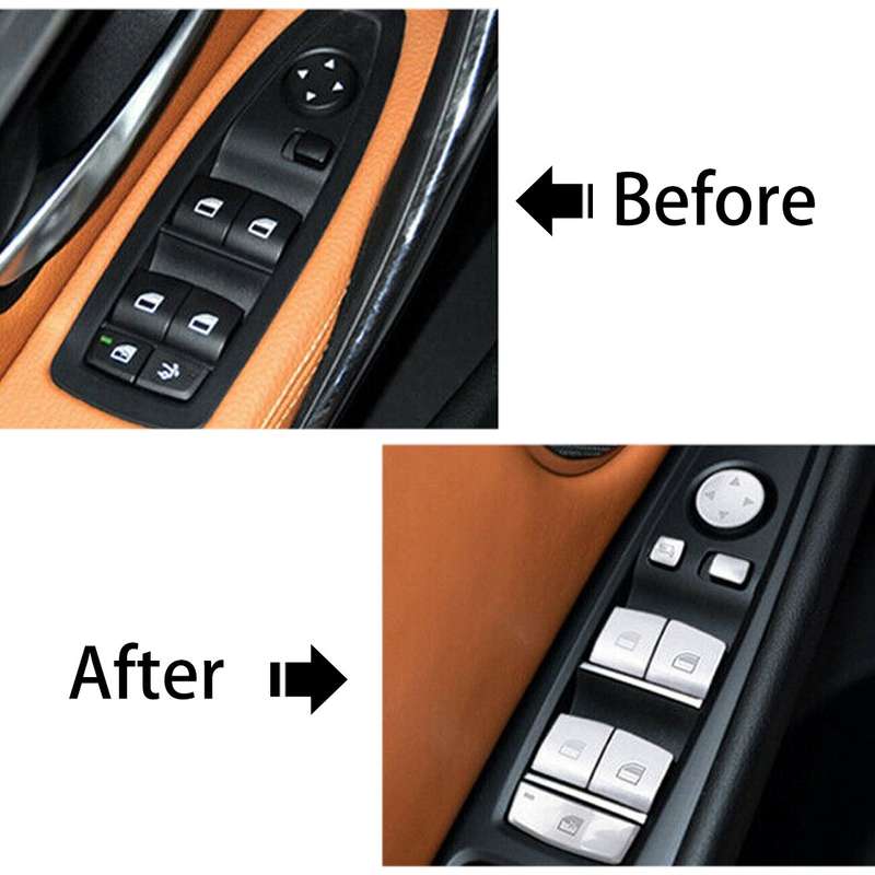 11x Window Lift Switch Sequin Covers Trim Fit For BMW 5 Series F10 F18 11-17