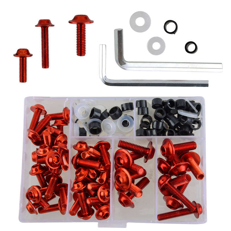 158Pc Motorcycle Sportbike Fairing Bolts Kit Fastener Clips Screws Nut M5 M6