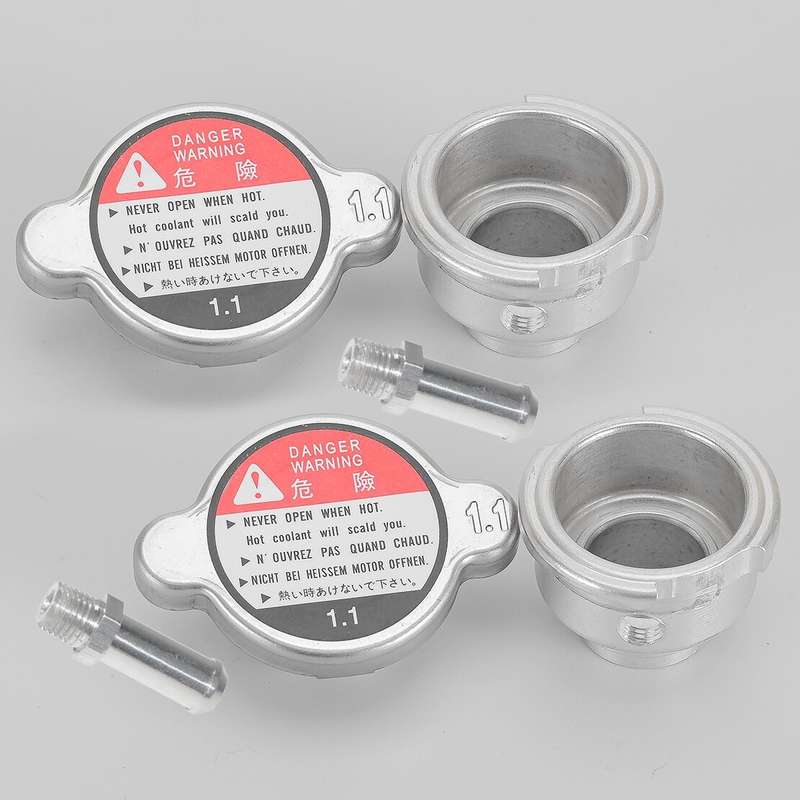 2x Aluminum Weld On Radiator Filler Neck 32mm 1.25" ID with 1.1 Bar Radiator Cap