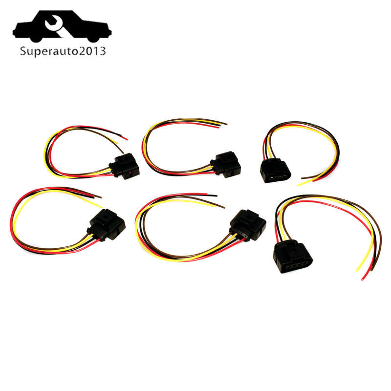 6X Ignition Coil Connector Wire Harness Plug Wiring For VW Jetta Passat Audi New