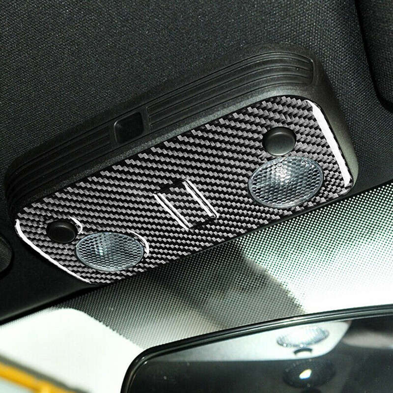Roof Reading Light Panel Cover Trim Fit for Ford Mustang Black Carbon Fiber