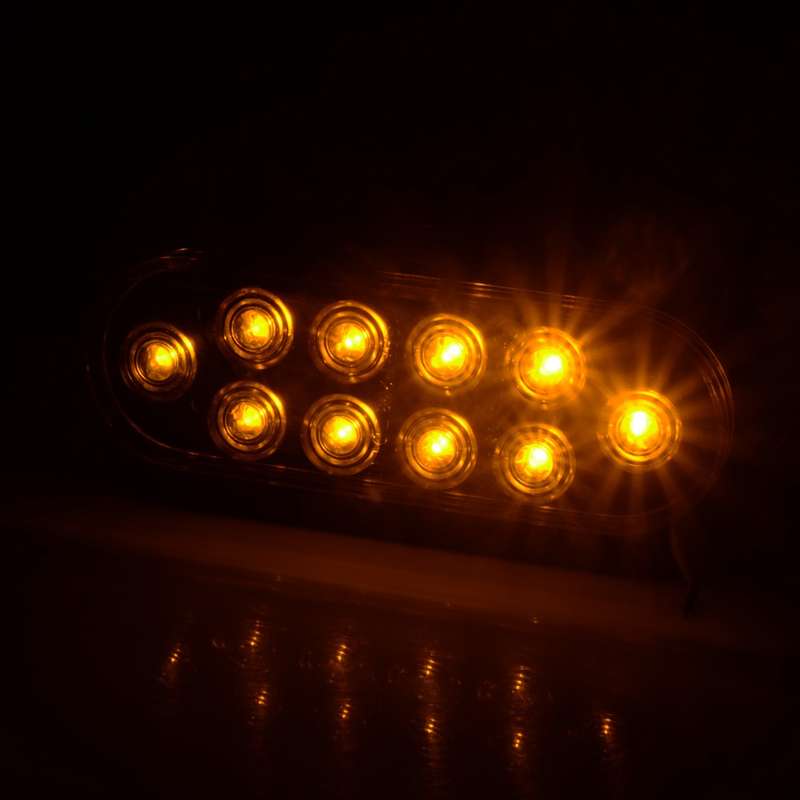 4Pcs Amber Oval Truck Trailer Light 10-LED Turn Signal Tail Reverse Brake Light