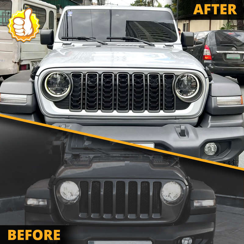 Front Grill Bumper Mesh Grille For Jeep for Wrangler JL 2018-23 upgrade to 2024