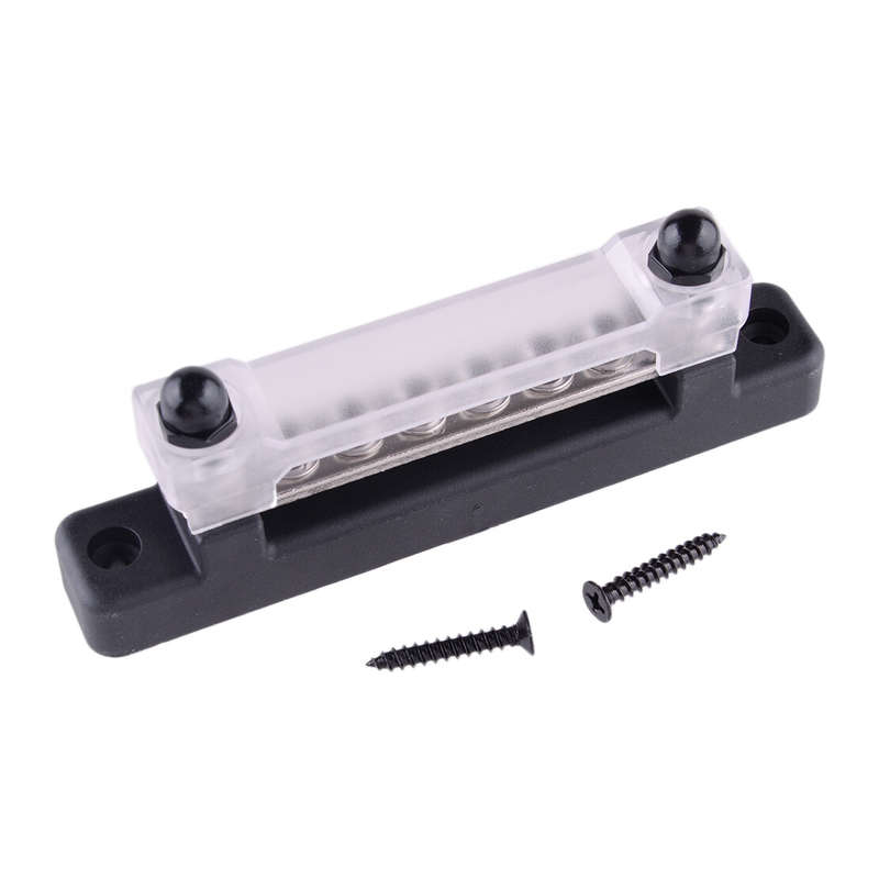 Black 12V RV Boat 6 Post Busbar Ground Rail Power Distribution Block Acc