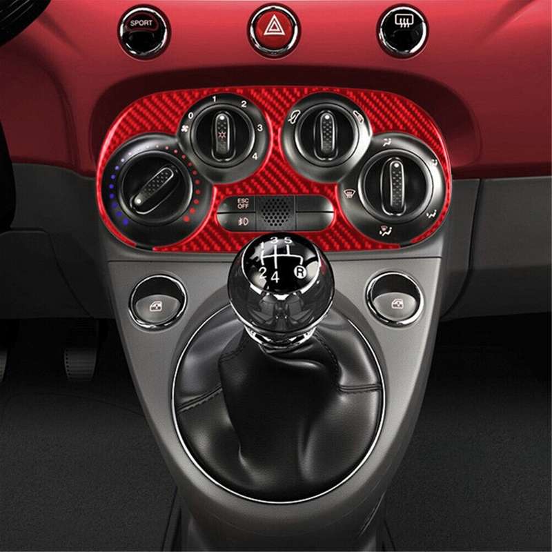 Carbon Fiber Digital Climate Switch Panel Cover Trim fit for Fiat 500 2012-2015