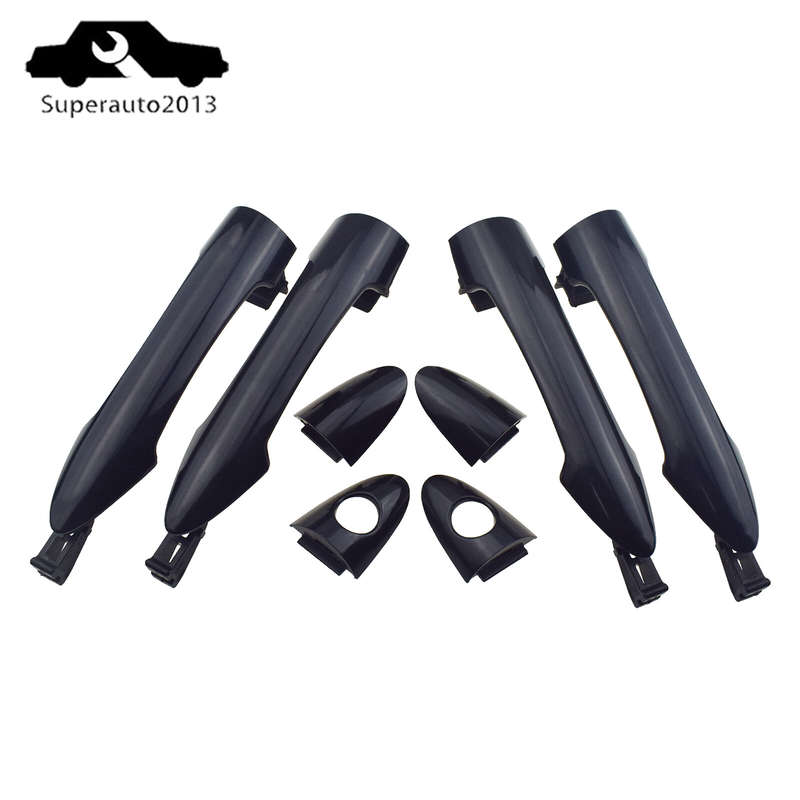 4PCS Front Rear Left Right Exterior Door Handle Black For Kia Picanto 2011-2016