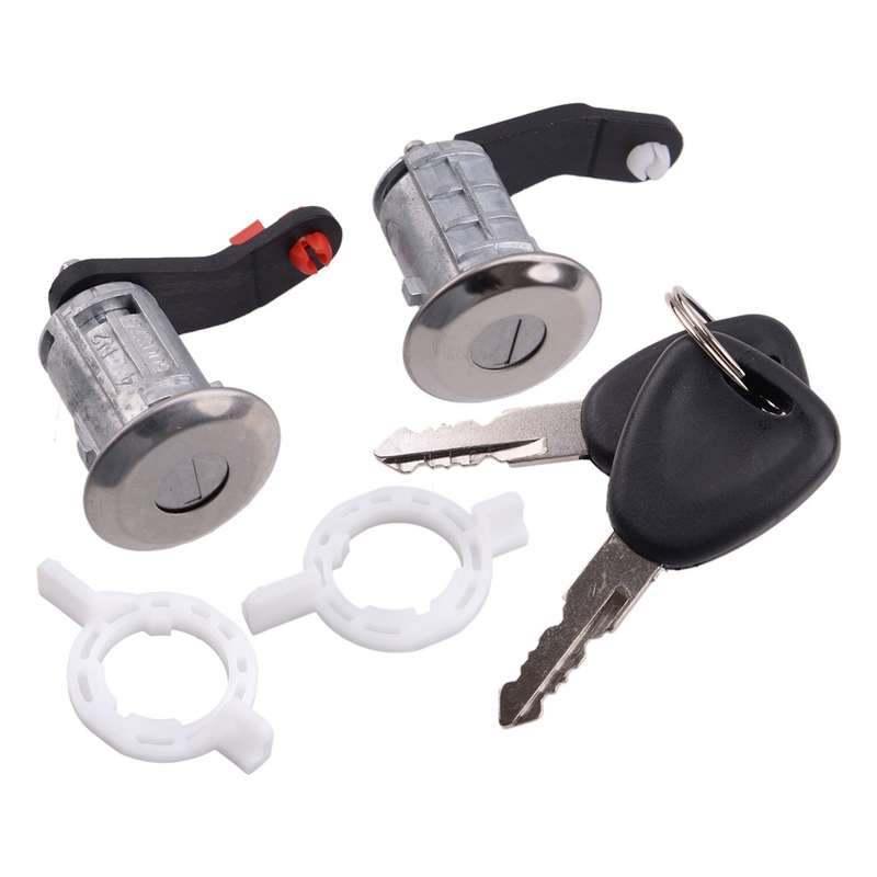 Front R + L Door Lock Barrel Cylinder Set with 2 Keys Fit For Renault Master