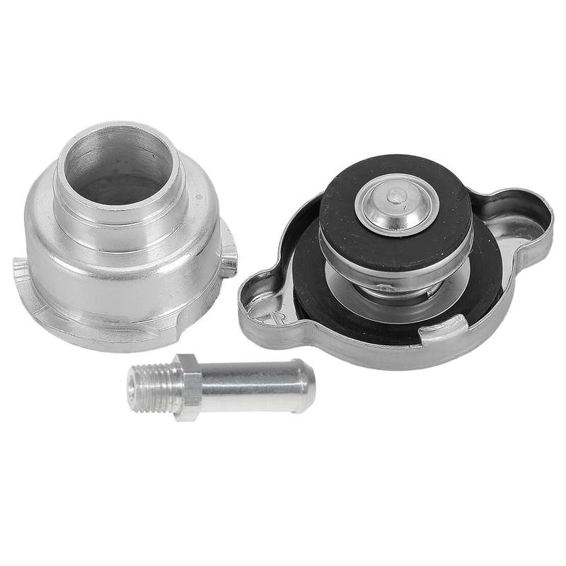 2x Aluminum Weld On Radiator Filler Neck 32mm 1.25" ID with 1.1 Bar Radiator Cap