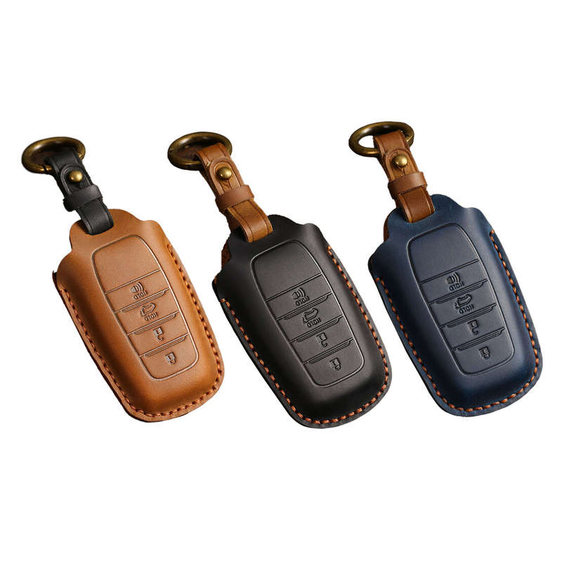 Leather Remote Key Fob Cover Case Holder Fit for Toyota Camry Prado