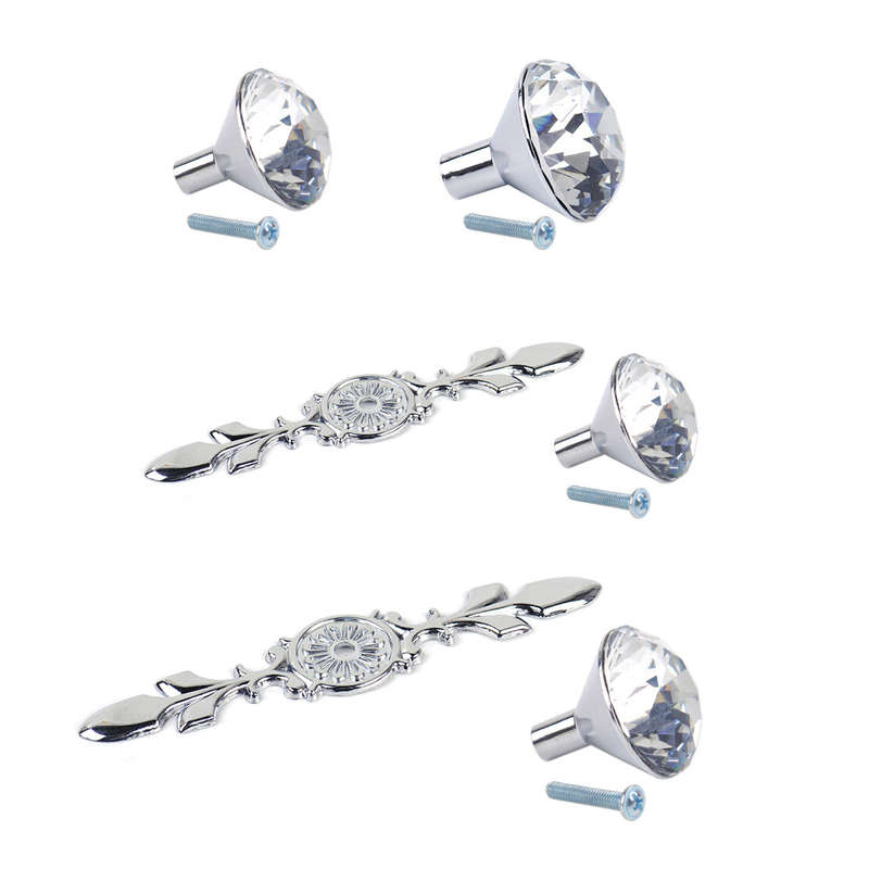 Glass Crystal Diamond Shape Pull Knob Handle Cabinet Door Drawer Wardrobe