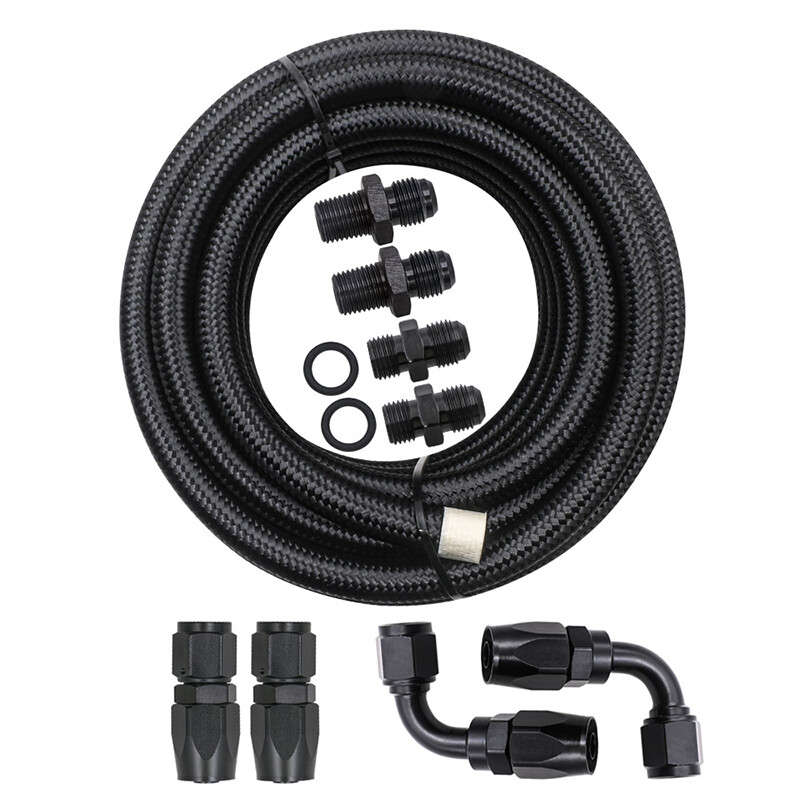 4L60E 4L65E TH350 TH400 Automatic Transmission Cooler 6AN Hose Line Kit Black