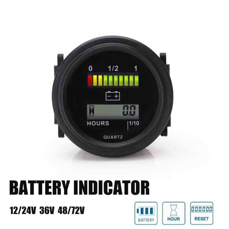 12V 24V 36V 48V 72V Round Lcd Hour Meter with Led Battery Indicator Gauge Gauge