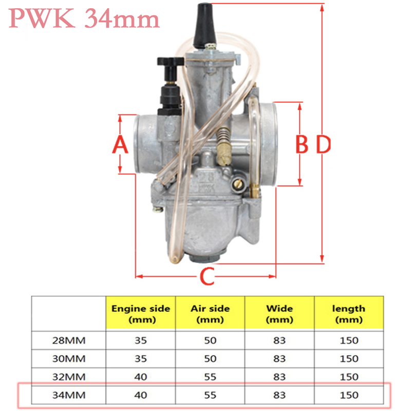 PWK 34 Carburetor For Suzuki RM 125 250 370 500 465 500 34mm Universal Carb