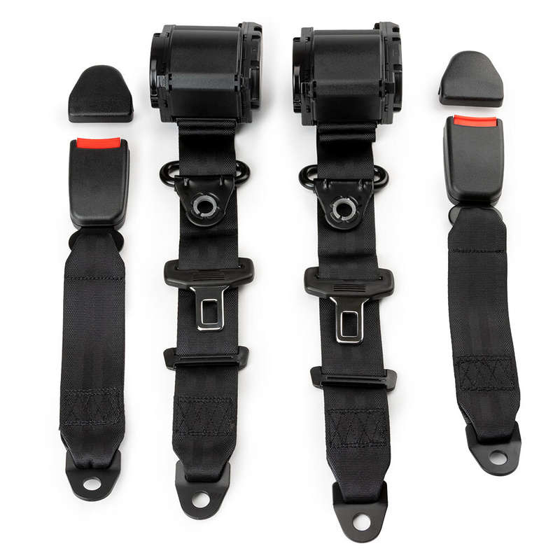 2Pack Universal Lap Seat Belt 3 Point Adjustable Retractable Car Safety Belts