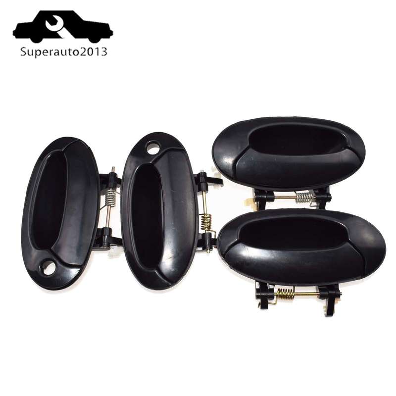 4PCS Front Rear Left Right Outside Door Handle Black For Hyundai Elantra 1996-00