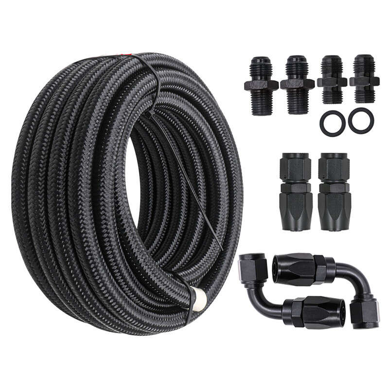 4L60E 4L65E TH350 TH400 Automatic Transmission Cooler 6AN Hose Line Kit Black