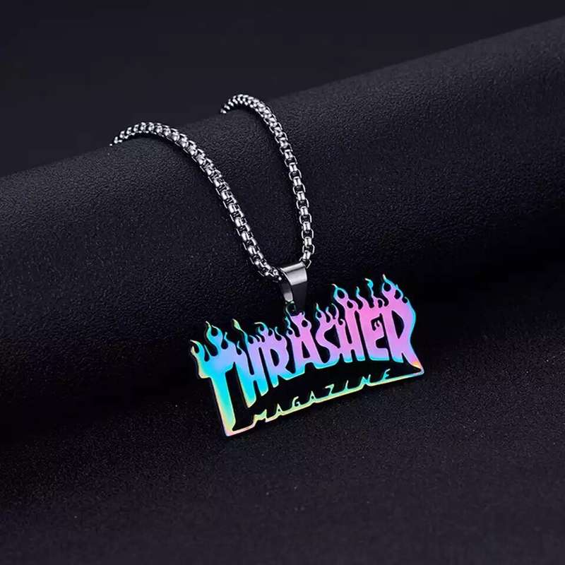 Bild 1 - Thrasher Halskette (Zufallsfarbe) | HipHop Fashion Street Anhänger