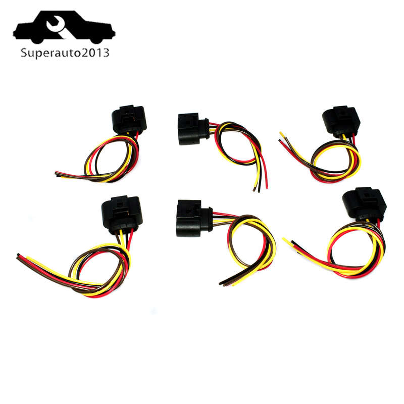 6X Ignition Coil Connector Wire Harness Plug Wiring For VW Jetta Passat Audi New