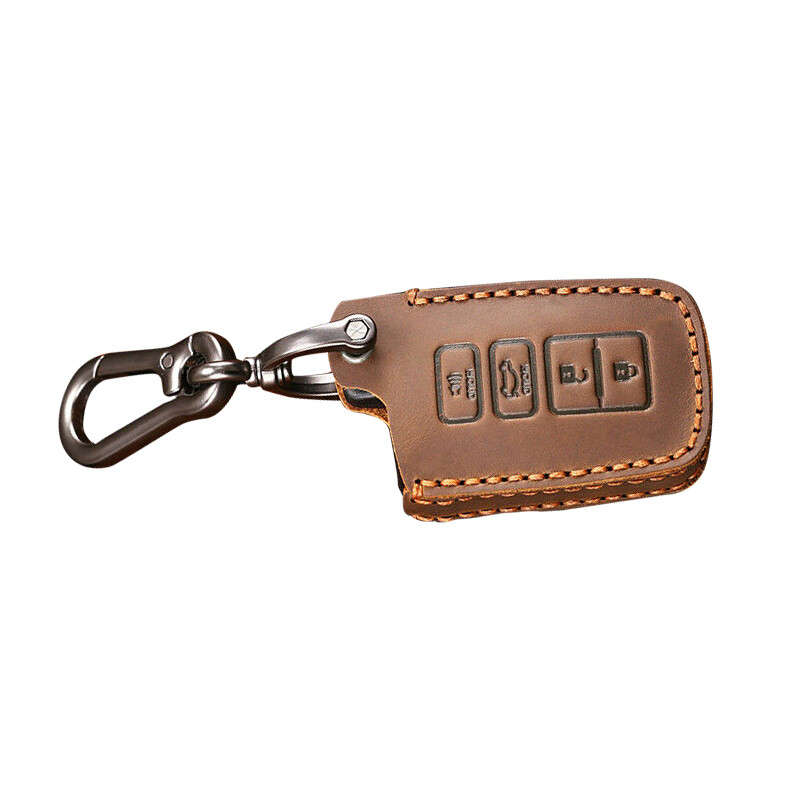 Brown Leather Remote Key Cover Case Fob Fit For Toyota Tacoma Highlander
