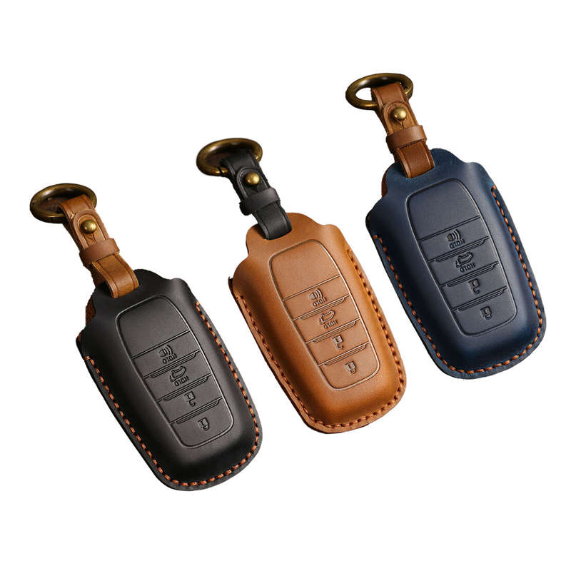 Leather Remote Key Fob Cover Case Holder Fit for Toyota Camry Prado