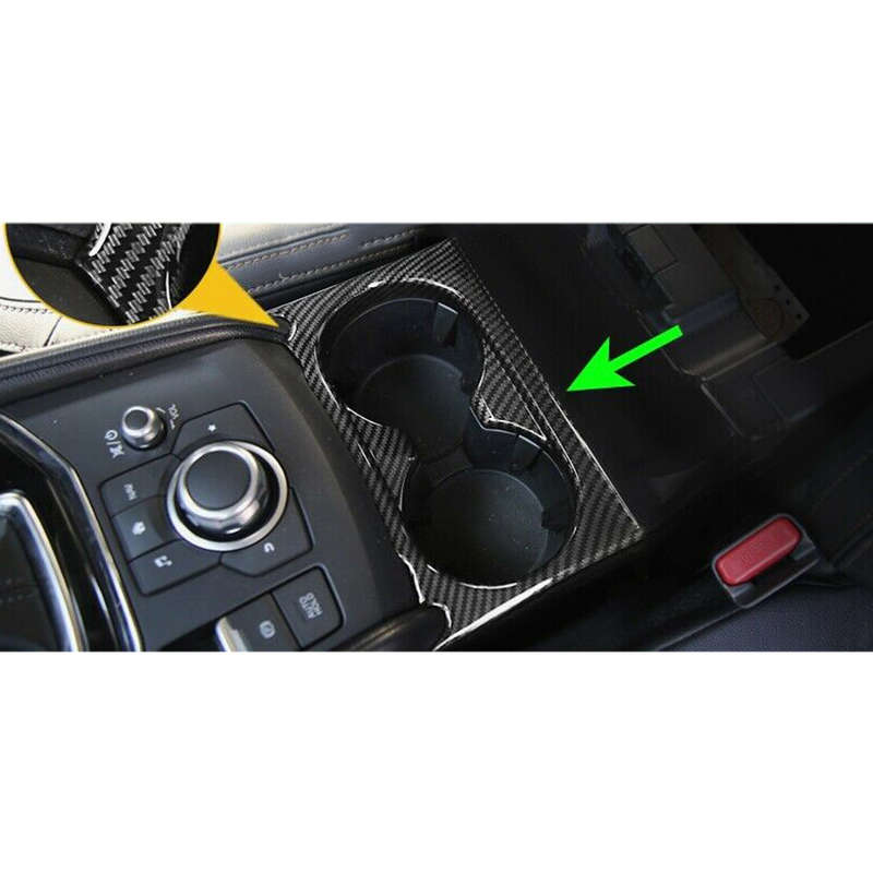 Carbon Fiber ABS Cup Holder Cover Trim Frame Fit for Mazda CX-5 KF 2017-2021