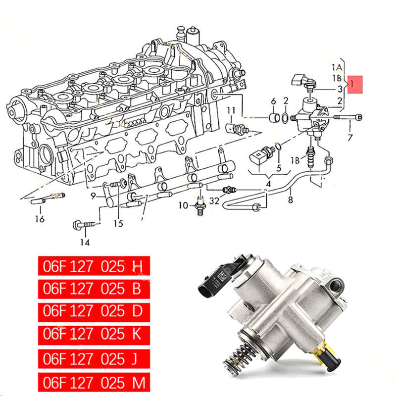 High Pressure Fuel Pump 06F127025K 06F127025M For AUDI A4 VW 2.0T FSI BPY