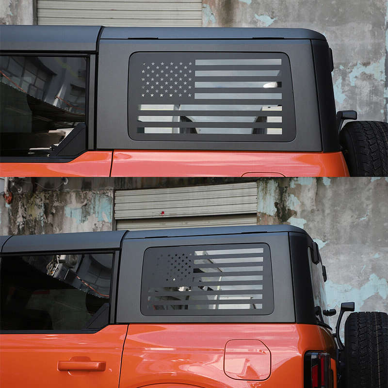 1Pair Rear Window Louver USA Flag Decals Stickers fit for Ford Bronco 2021-2023