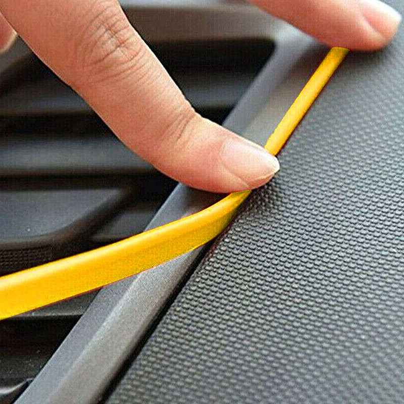 Yellow Car Interior Door Panel Edge Gap Molding Trim Strip Line