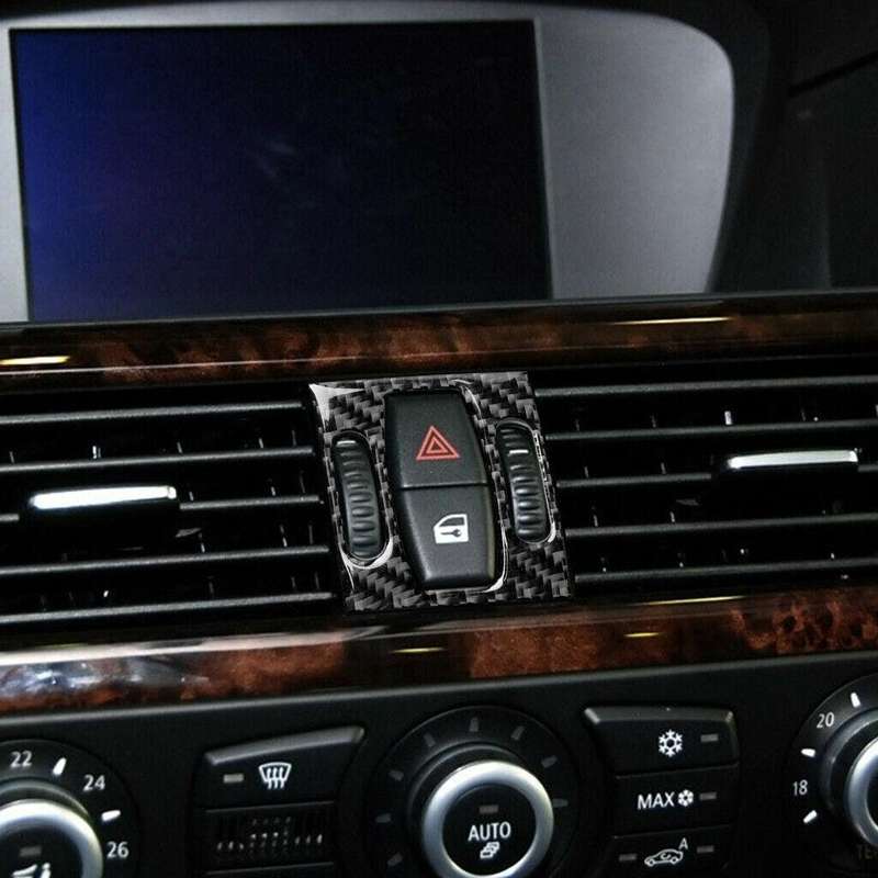 Carbon Fiber Central Air Vent Outlet Cover Trim Decor Fit For BMW 5 Series E60